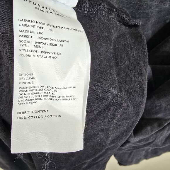 By David Kollar Oversized Pigment Wash Smoke Black SS Crewneck Tee XXXL - Picture 5 of 5